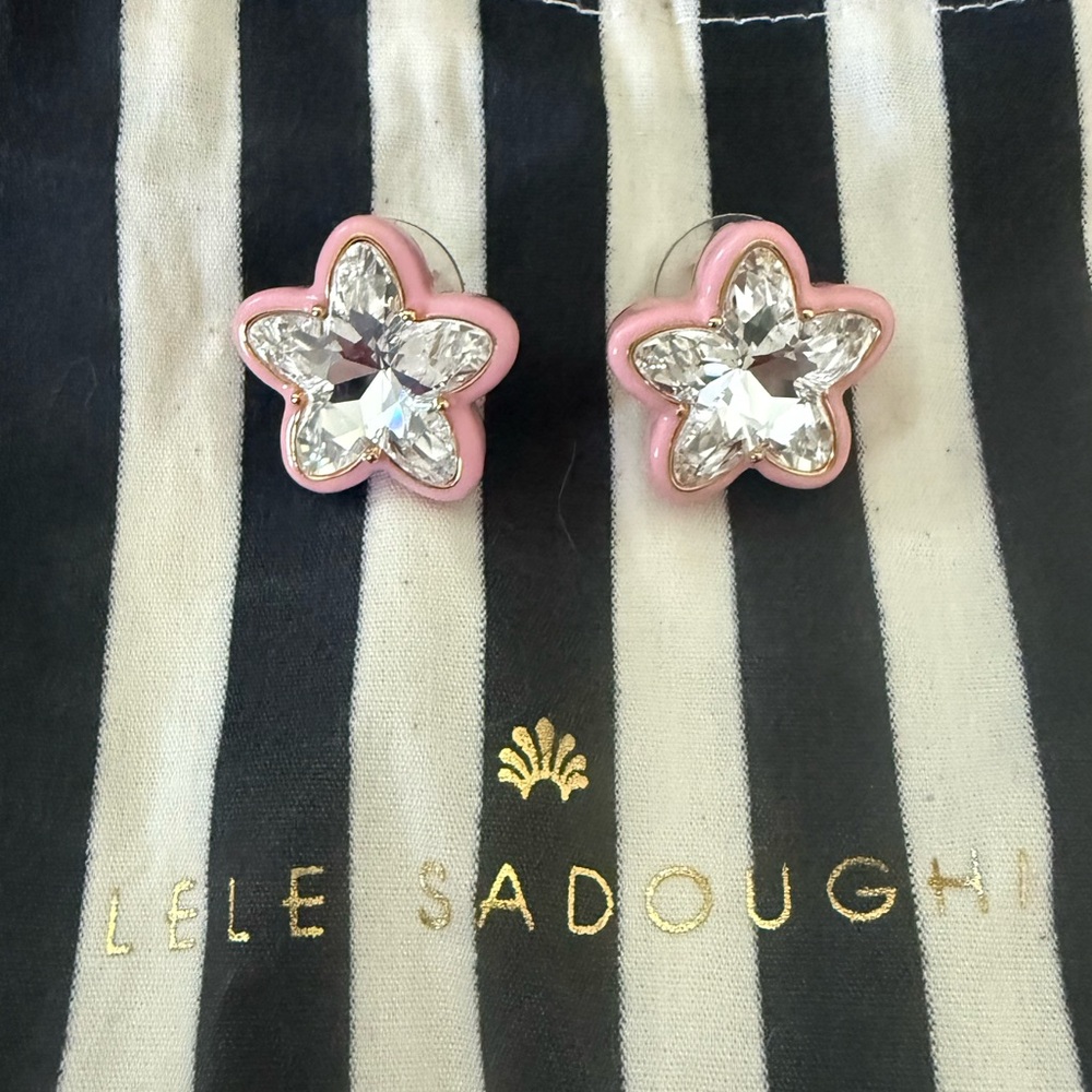 Lele Sadoughi Swarovski Pink Crystal Stud Earrings